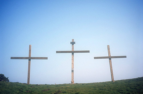 Three crosses, Lee Abbey, North Devon, England