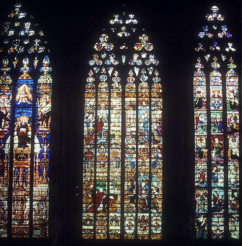 First three windows on the north side of Lady Chapel, sixteenth century, Lichfield Cathedral, Staffordshire, England