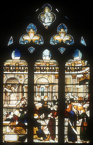 St Stephen preaching, and St John in the crowd, Lichfield Cathedral, Staffordshire, England