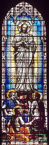 Christ, Peter, James and John, Great West Window, nineteenth century, Wells Cathedral, Somerset, England
