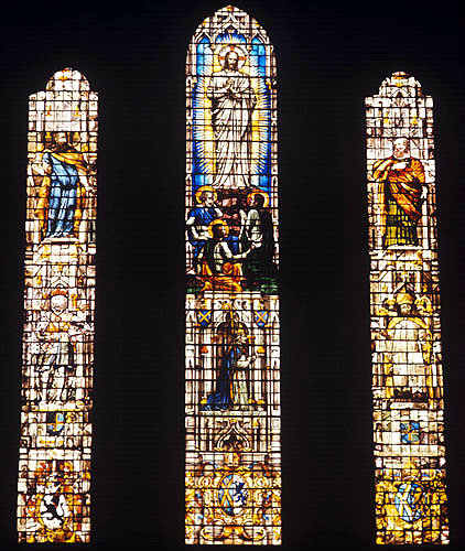 Great West Window, Christ, apostles, saints, Wells Cathedral, Somerset, England