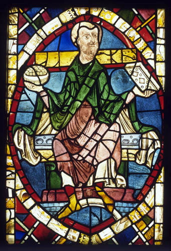 Jeconias, Great West Window, Canterbury Cathedral, Kent, England, 12th century stained glass