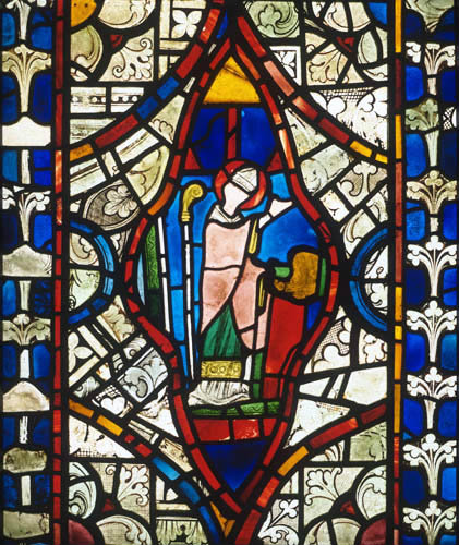 Lincoln Cathedral east window of the south aisle, St Nicholas, 13th century stained glass