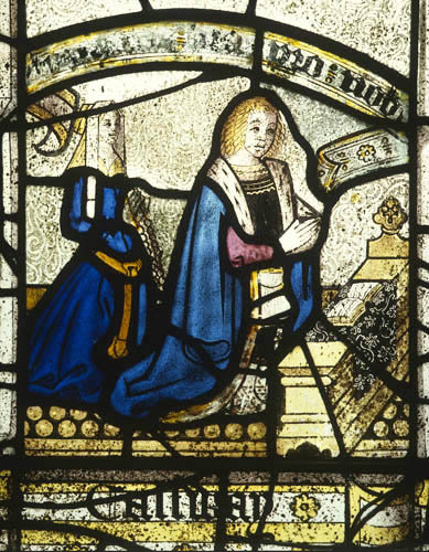 Donors of the Callawy family, Callawy window, sixteenth century, Church of St Neot, Cornwall, England