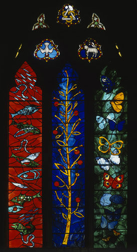 East window, designed by John Piper, made by Patrick Reyntiens, 1970, St Batholomew