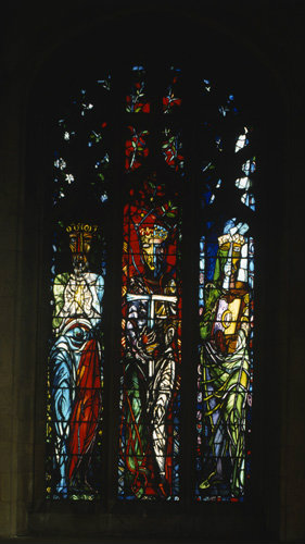 Christ the Way, the Truth and the Life, window in Oundle School Chapel, designed by John Piper, made by Patrick Reyntiens, 1955-56, Oundle, Northamptonshire, England