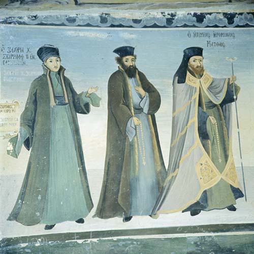 Saint Nicholas, 19th century wall painting,  Bachovo Monastery, Bulgaria