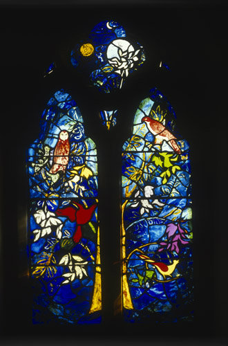 Peter Fleming Memorial window, Tree of Life, designed by John Piper, made by Patrick Reyntiens, St Batholomew