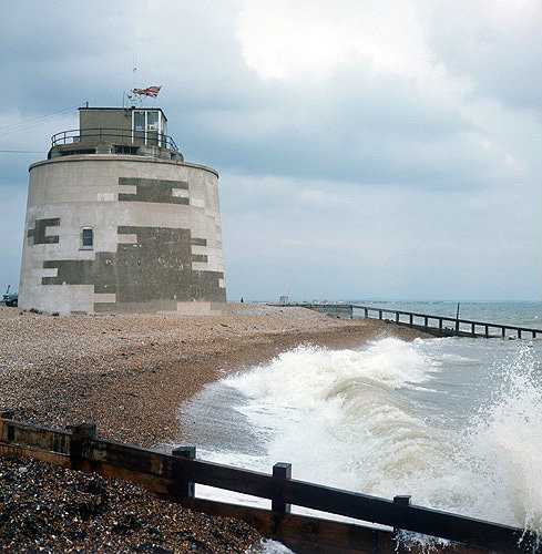 Martello Tower (Coast Guard Station), guntower constructed 1805-06 to defend east coast against possible shipborne invasion by Napoleon, Langney Point, Sussex