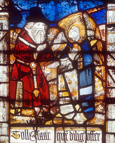 Abraham commanded to offer Isaac, fifteenth century, Great Malvern Priory,  Malvern, Worcestershire, England