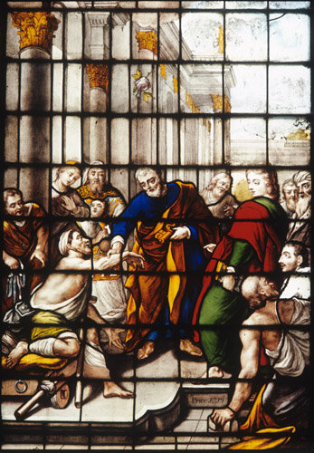 St Peter Healing the cripple at the Golden Gate by Joshua Price 18th century Great Witley Church Worcestershire