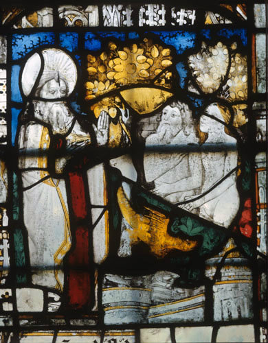 God rebukes Adam and Eve 15th century Great Malvern Priory Worcestershire