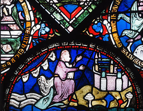 Jonah vomited up by the whale, thirteenth century, Chapel of Saints and Martyrs of our time, Canterbury Cathedral, Kent, England