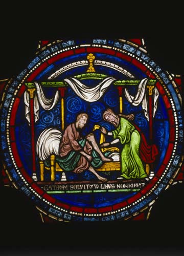 Miracles of Thomas  Becket, cure of William of Kellett, a Lancashire carpenter, Trinity Chapel, Canterbury Cathedral, Kent, England, Great Britain