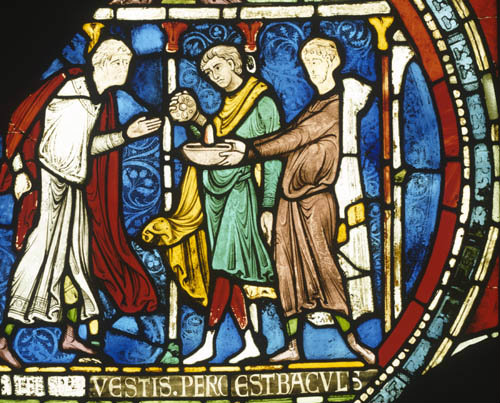Miracles of Thomas  Becket  Pilgrims with St Thomas healing water  Trinity Chapel Canterbury Cathedral 12th century
