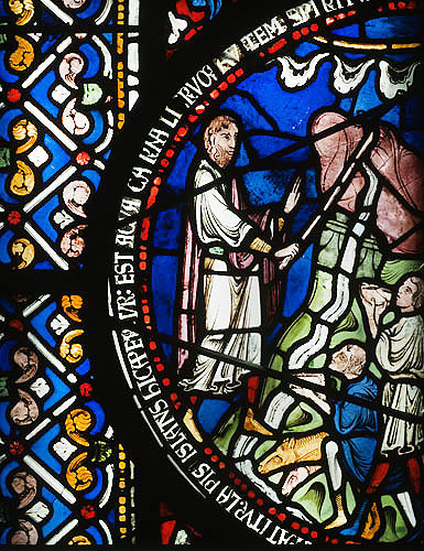 Moses strikes the rock, thirteenth century, Chapel of Saints and Martyrs of our time, Canterbury Cathedral, Kent, England