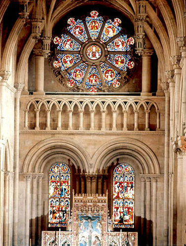Rose window and high altar, nineteenth century, Christchurch Cathedral, Oxford, England