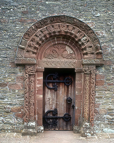 South door, twelfth century, Church of SS Mary and David, Kilpeck, Herefordshire, England