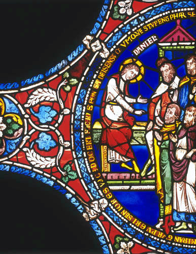 Daniel and the Elders, Bible Window no 2,  panel 26, Canterbury Cathedral, 13th century stained glass, Canterbury, Kent, England