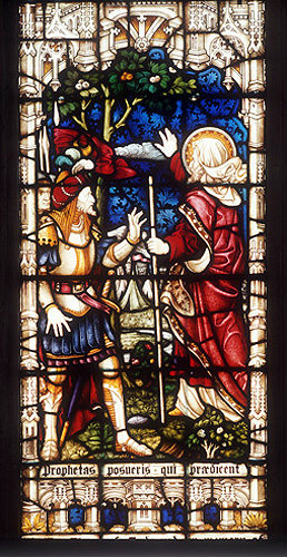 Balaam prophesying, panel in window 24, twentieth century, St Edmundsbury Cathedral, Bury St Edmunds, Suffolk, England