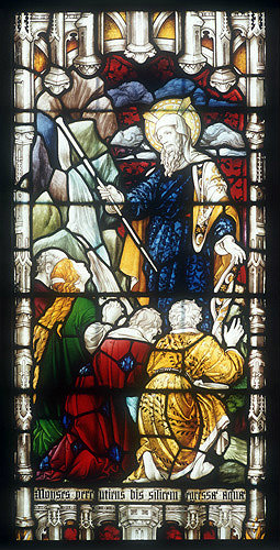 Moses strikes the rock, window 25, twentieth century, St Edmundsbury Cathedral, Bury St Edmunds, Suffolk, England