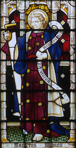 St Simon window 8  south aisle St Edmundsbury Cathedral 19th century