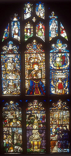 Susannah and the elders, nineteenth century, window 3, south aisle, St Edmundsbury Cathedral, Bury St Edmunds, Suffolk, England