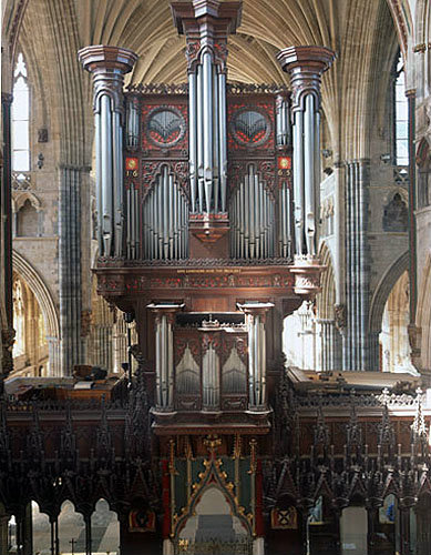Organ, built by John Loosemore, 1665, Exeter Cathedral, Devon, England