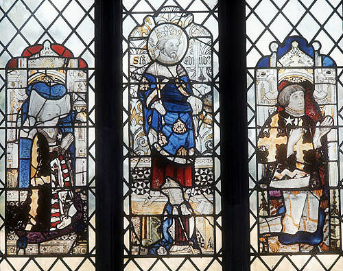 Margaret Barnard, St Edmund and Thomas Peyton, husband of Margaret Barnard, fifteenth century, Holy Trinity, Long Melford, Suffolk, England