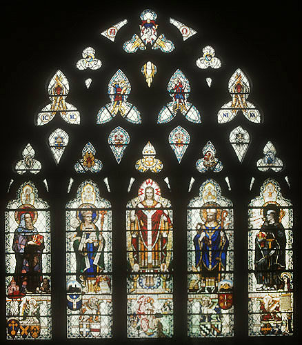 The Cathedral Builders, window no 2, nineteenth century, Cooper Abbs, south nave aisle, Exeter Cathedral, Devon, England