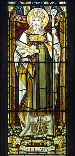 England, St Hilary, detail from the east window in the Church of St Hilary, Cornwall circa 1895