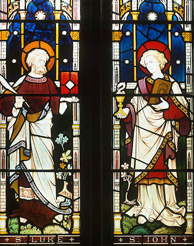 St Luke and St John, south window, nave, Church of St Mary, Stepleton, Dorset, England
