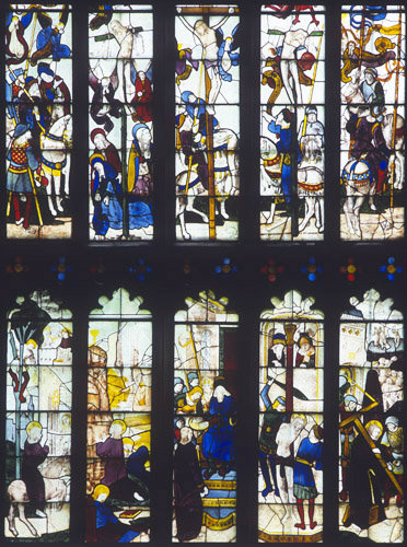 Passion window, ten panels,  circa 1500, Church of St Mary, Fairford, Gloucestershire, England