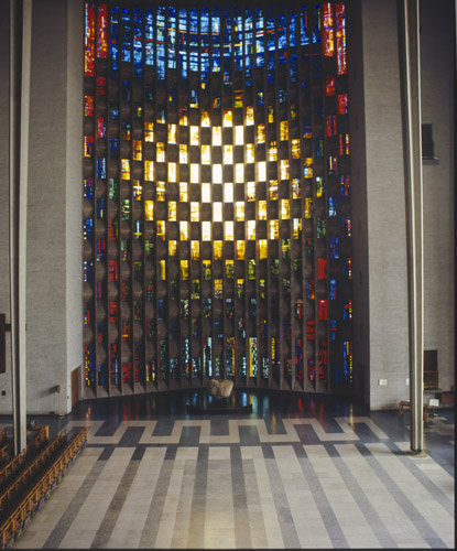 Baptistry window, Coventry Cathedral, designed by John Piper, made by Patrick Reyntiens, Coventry, West Midlands, England