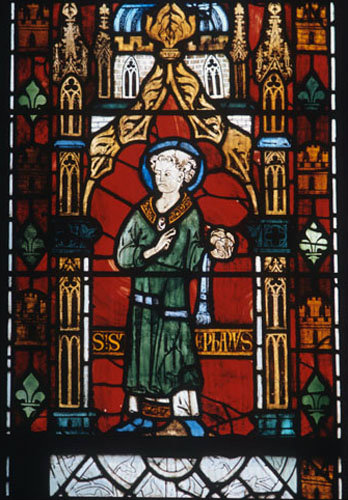 Oxford, Merton College, St Stephen, stained glass circa 1298-1311AD
