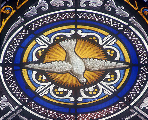 Dove as symbol of the Holy Spirit,  nineteenth century, Church of Saints Mary and Nicholas, Chetwode, Buckinghamshire, England