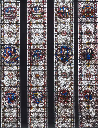 York Minster the Chapter House detail of window 2, story of St Thomas 12th and 13th century stained glass