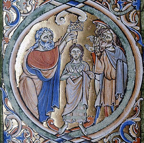 Samuel annointing David, Winchester Bible, 12th century
