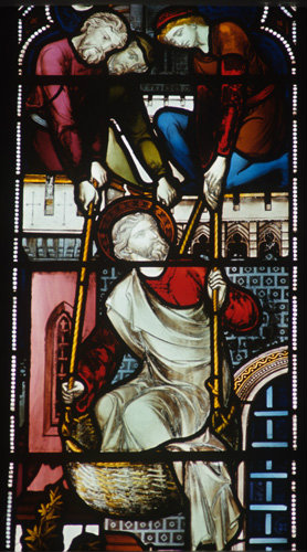 St Paul being lowered in a basket Norwich Cathedral 19th century