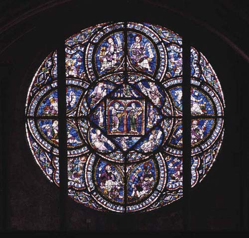 Rose window,  north transept, Canterbury Cathedral, Kent, England, Great Britain
