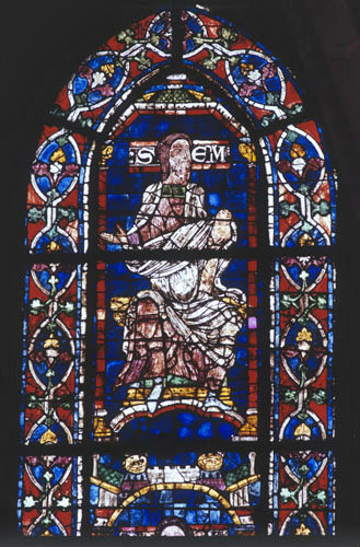Canterbury Cathedral Shem 12th century stained glass in the Clerestory of the North East Transept