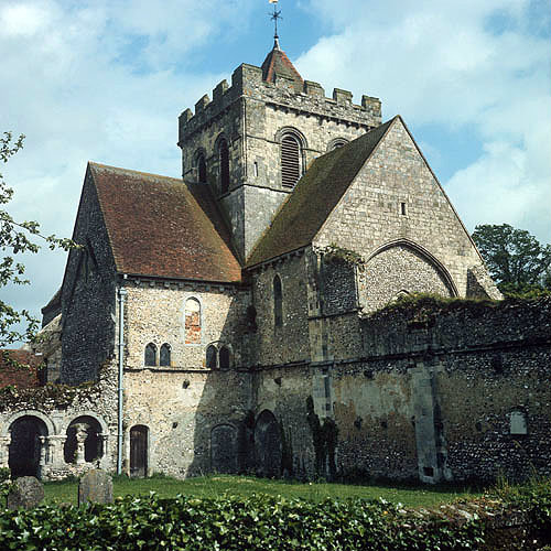 Priory Church of St Mary and St Blaise, twelfth century, north west aspect, Boxford, West Sussex, England