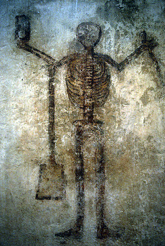 Skeletal doom figure, Church of Merthyr Issui, Patricio (Partishow/Patrishow) Wales
