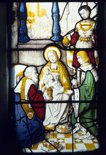 The Adoration of the Magi a Flemish panel in the Church of St Gwenllwyfo at Llanwenllwyfo in Anglesey