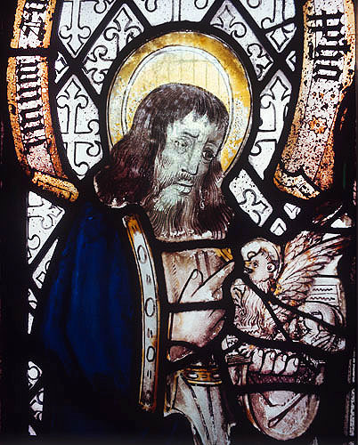 St Mark the Evangelist with his symbol, the winged lion, 1481, Church of St Neot, Cornwall, England