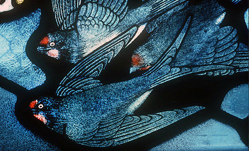 Swallows, detail from the Gilbert White memorial window, St Mary