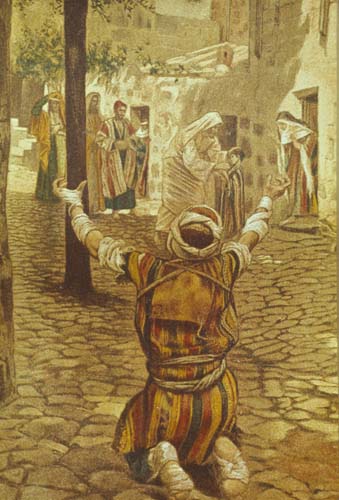 Jesus healing the Leper at Capernaum, 19th century painting by James Tissot, Great Britain