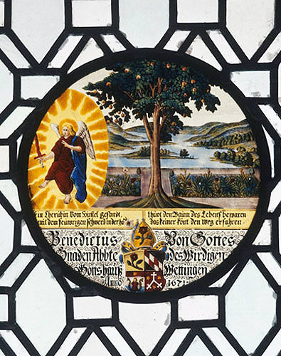 Garden of Eden, 1671 Swiss panel, Church of St Michael and our Lady, Wragby, West Yorkshire, England