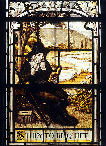 Izaac Walton, author of The Compleat Angler, near river at Winchester, 1914, Winchester Cathedral, England