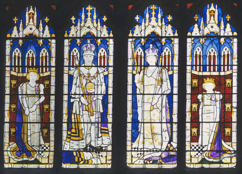 The Royal Family by Sir Ninian Comper given by the Freemasons of Kent in 1954 Canterbury Cathedral, England